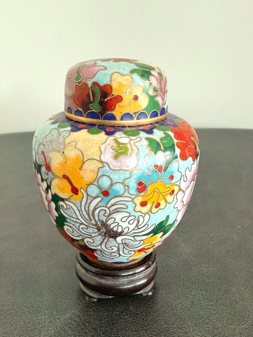 Vintage Multicolor Floral Cloisonné Decorative Ginger Jar